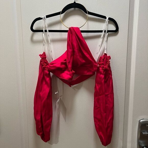 Lace the Label Eliana Pink Silk Crop Top Size S - Picture 4 of 7